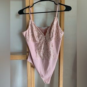 Socialite Blush Pink Lacy Bodysuit